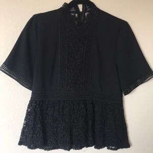 Black peplum lace Zara blouse